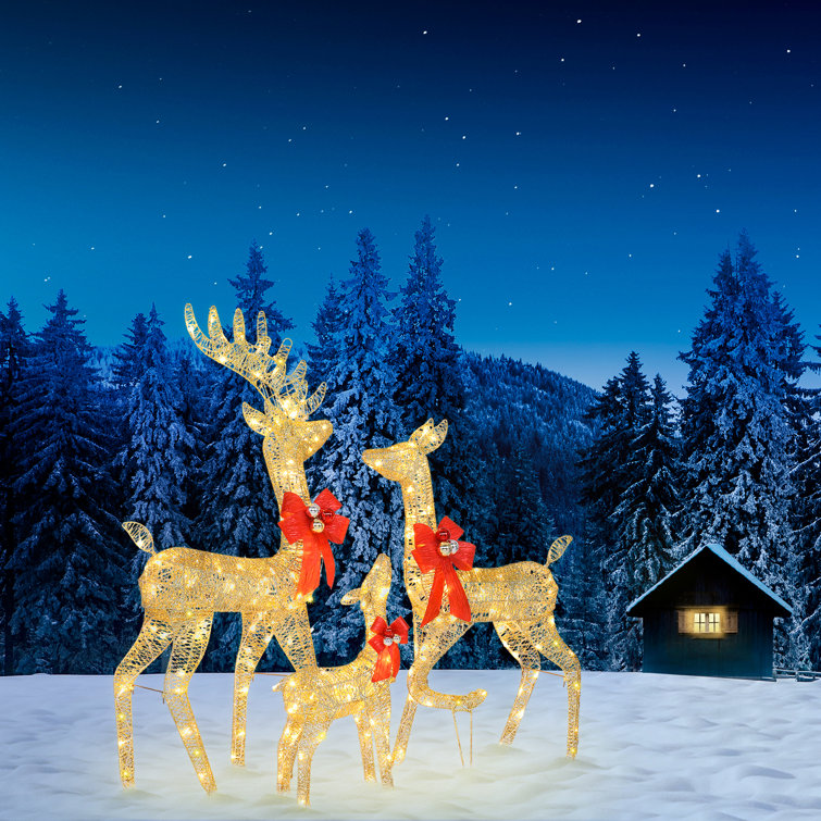 The Holiday Aisle® Reindeer Set Outdoor Christmas Decoration With LED Lights Wayfair